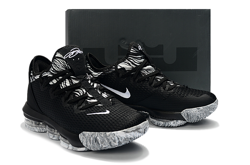 2019 Men Nike LeBron XVI Low Black Grey Shoes - Click Image to Close